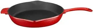 Red Cast Iron Skillet. Cast Iron Skillet. 11-Inch Cast Iron Skillet. Seasoned Skillet. Red Skillet.