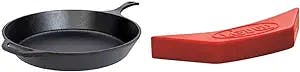 Lodge L14SK3 15-Inch Pre-Seasoned Cast-Iron Skillet & ASAHH41 Silicone Assist Handle Holder, Red