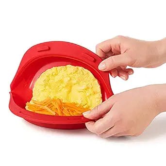 Portable Silicone Omelette Maker Microwave Oven Tools Non Stick Foldable Egg Roll Baking Pan Omelette Home Kitchen Bar Cooking Accessories, red