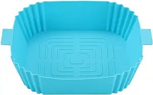 Magik 1-2 Pack Air Fryer Silicone Pot Liners Food Non Stick Basket Oven Baking Tray (1 Pack, Blue)