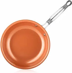 AMABEApdg Frying Pan Non-Stick Skillet Copper Red Pan Ceramic Induction Skillet Frying Pan Saucepan Oven & Dishwashe