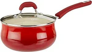 Oster Corbett Forged Aluminum Sauce Pan W/Lid - Ceramic Non-stick - Induction Base - Soft Touch Bakelite Handle, 3 Qt, Gradient Red