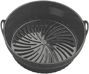Silicone Liners Round 7.9 Inches ，Heat Resistant Easy Cleaning Air Fryers Oven Accessories, for Household Baking，Non-stick Food-grade Reusable Silicone Pot Baking Tray (Black 7.9in)