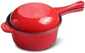 FXJ Red Milk Pan - Household Cast Iron Multi-function Soup Pot Non-stick Pan Safety Frying Pan