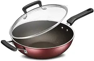 SXNBH Universal Frying Pan- Hard Anodized Nonstick Dishwasher Safe Chefs Pan/Wok Cookware,red