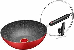 DENURA Nonstick Skillet with Lid,11.8 Inch Pan with Lid,Red Dot Intelligent Temperature Control,Anti Scratch and Anti Stain Deep Saute Pan, Induction Compatible
