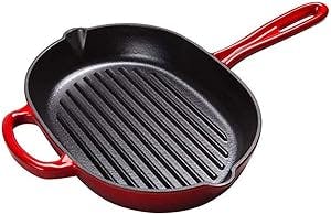 UXZDX Red Pan - Non-stick Frying Pan, Cast Iron Oval Frying Pan, Thick Induction Pan Metal Cutlery Pan