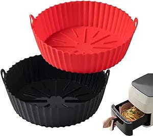 2 Pcs Reusable Silicone Air Fryer Liners – 7.5 Inch Air Fryer Silicone Liners with Non-Stick Surface and Heat Resistant. Easy to Use & Dishwasher Safe Air Fryer Liners Silicone