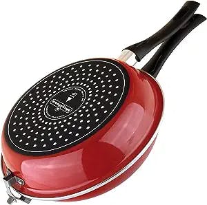MAGEFESA FRITTATA FRYING PAN. Double layer non-stick frying pan, vitrified steel, compatible with all types of fire, including induction, Dishwasher safe, Ergonomic handle (9,4”) (RED)