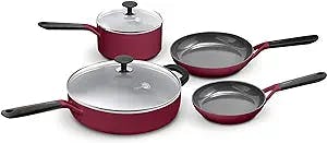 GreenPan SmartShape Healthy Ceramic Nonstick, 6 Piece Cookware Pots and Pans Set, PFAS-Free, Dishwasher Safe, Red
