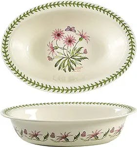 Portmeirion Botanic Garden Oval Pie Dish | 14 Inch Pie Pan with Treasure Flower Motif | Baking Dish for Apple Pie, Quiche, or Pot Pies | Made from Porcelain | Dishwasher and Oven Safe