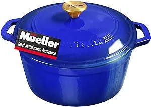 The Mueller DuraCast 6 Quart Enameled Cast Iron Dutch Oven Pot with Lid is 