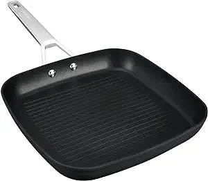 MsMk Large Square Grill Pan, Bacon Burnt also Nonstick, Stay-Cool Handle, Scratch-resistant, Peeling-resistant, Oven Safe to 700℉ Induction Grill pans for Stove Tops, Indoor Square Frying Pan 11-Inch