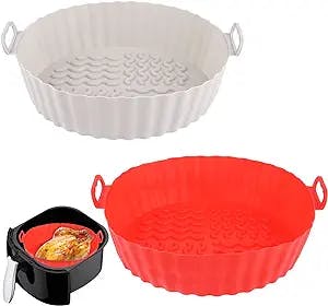 Lusofie 2Pack Silicone Air Fryer Liners Square Reusable Silicone Air Fryer Basket Pot Liner for 4-7QT Airfryer Liner Oven Airfryer Accessories Replacement of Parchment Paper(Top 8.07in/Bottom 6.88in)