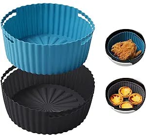 4-Pack Silicone Air Fryer Liner, 7.5 Inch Air Fryer Silicone Basket,Easy-Clean & Reusable Silicone Air Fryer Pot, Round Food Safe Air Fryers Accessories for 3 to 5QT, Replacement Parchment Liner Paper