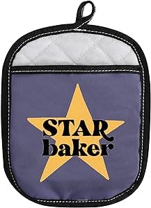 Baking Show Inspired Oven Pads Pot Holder with Pocket Star Baker Baking Gift (Star Baker)
