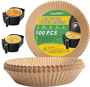 Air Fryer Paper Liner, Unbleached Oven Insert Parchment Paper, Disposable Non-stick Baking Paper for Frying, Baking, Roasting & Grilling (100Pcs-6.3")