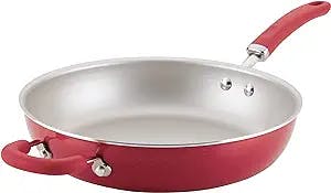 Rachael Ray Create Delicious Deep Nonstick Frying Pan / Fry Pan / Skillet - 12.5 Inch, Red