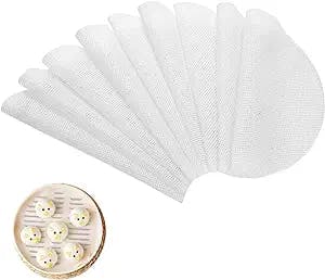 10pcs 10 inch Non Stick Silicone Steamer Liners Mesh Mat Pad Steamed Buns Dumplings Baking Pastry Dim Sum Mesh Reusable Silicone Steamer Liners pastry mat bamboo steamer liners