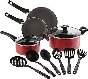 Get Your Cook On with BELLA Cookware Set, 12 Piece Pots and Pans with Utens