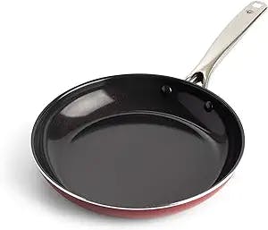 Blue Diamond Cookware Diamond Infused Ceramic Nonstick, 8" Frying Pan Skillet, PFAS-Free, Dishwasher Safe, Oven Safe, Red