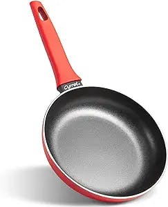 Cyrret 10 Inch Frying Pan Nonstick, Non Stick Skillets Egg Pan Omelette Pan with Healthy Coating, Red Cookware for Christmas Gift