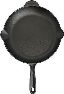 Imusa USA 12" Cast Iron Skillet with Helper Handle for Indoor & Outdoor