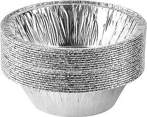 PLASTICPRO 6'' Inch Round Tin Foil Cake Pans Disposable Aluminum, Freezer & Oven Safe - For Baking, Cooking, Storage, Roasting, & Reheating, Pack of 20