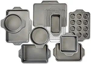 All-Clad Pro-Release Nonstick Bakeware Set 10 Piece Oven Broil Safe 450F Pots and Pans, Cookware Grey
